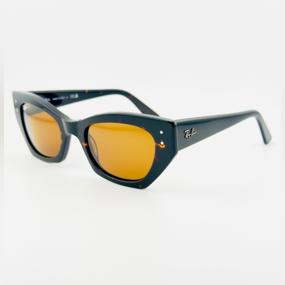 Ray-Ban Zena Bio-Based Women Sunglasses Polished Havana Frame with Brown Lenses - Picture 8 of 13